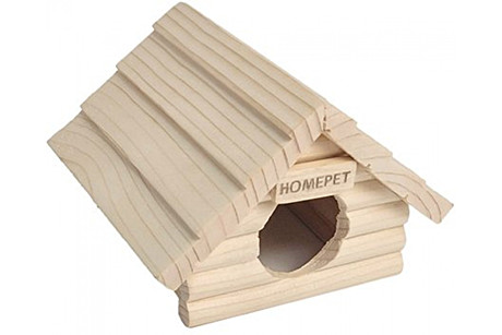 HomePet Деревянный домик для мелких грызунов 13х13,5х10см