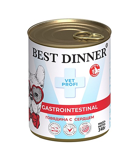 Best Dinner Exclusive Gastrointestinal Консервы для собак и щенков, Говядина с сердцем 340г