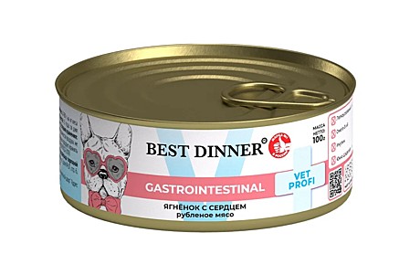 Best Dinner Exclusive Gastrointestinal Консервы для собак и щенков, Ягненок с сердцем 100г
