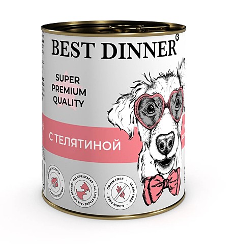 Best Dinner Super Premium Консервы для собак, с Телятиной 340г