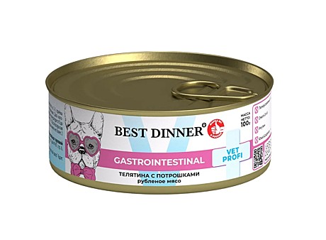 Best Dinner Exclusive Gastrointestinal Консервы для собак и щенков, Телятина с потрошками 100г