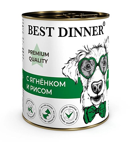 Best Dinner Меню №5 Консервы для собак, Ягнёнок с рисом 340г