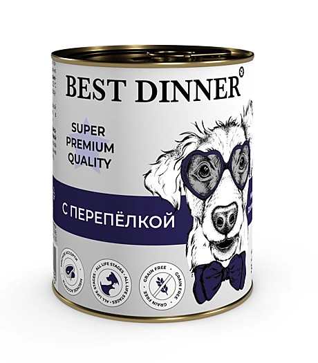 Best Dinner Super Premium Консервы для собак, с Перепёлкой 340г