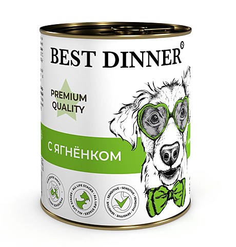 Best Dinner Меню №1 Консервы для собак, с Ягнёнком 340г