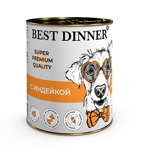 Best Dinner Super Premium Консервы для собак, с Индейкой 340г