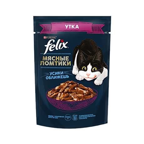 Felix пауч для кошек Мясные ломтики с Уткой в соусе 75г
