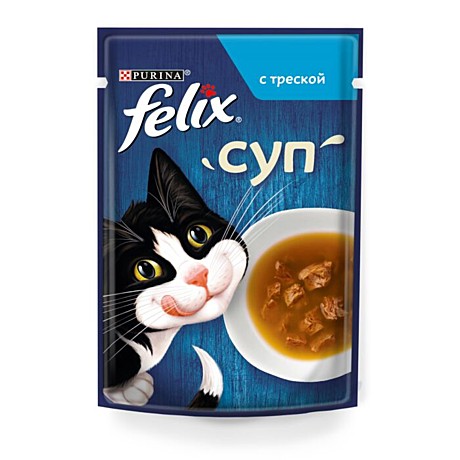 Felix пауч для кошек суп с Треской 48г