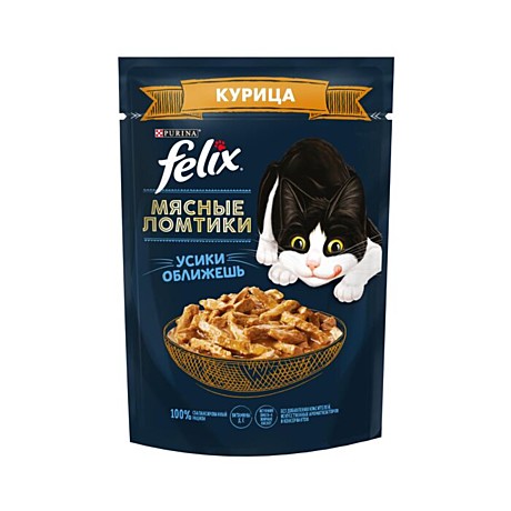 Felix пауч для кошек Мясные ломтики с Курицей в соусе 75г