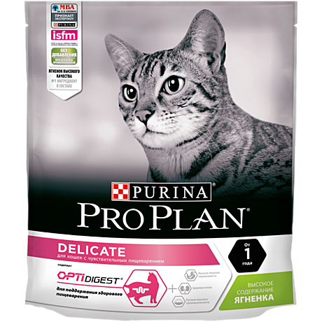 Pro Plan Adult Delicate Корм для кошек с чувствительным пищеварением, с ягнёнком 400г