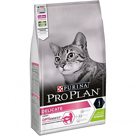 Pro Plan Adult Delicate Корм для кошек с чувствительным пищеварением, с ягнёнком 1,5кг
