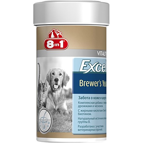 8in1 Excel Brewers Yeast Пивные дрожжи для собак и кошек, с чесноком 140таб.