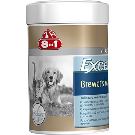 8in1 Excel Brewers Yeast Пивные дрожжи для собак и кошек, с чесноком 260таб.