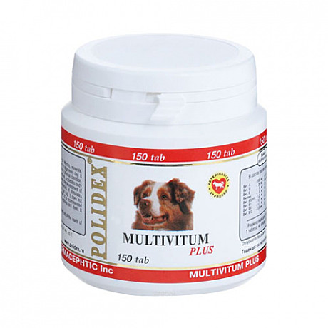 Polidex Multivitum Plus Витаминно-минеральная подкормка для собак 150таб
