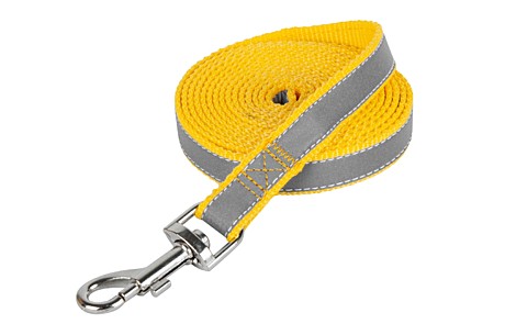 DOG&VOGUE Поводок капроновый для собак, со светоотражающей лентой 20мм, желтый 300см