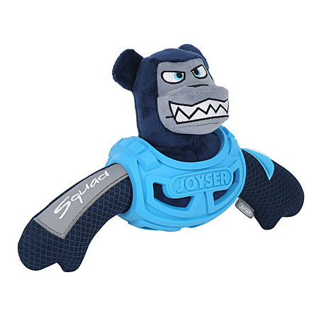Joyser Игрушка для собак Squad Медведь J-Bear в броне с пищалкой M/L голубой, 32см