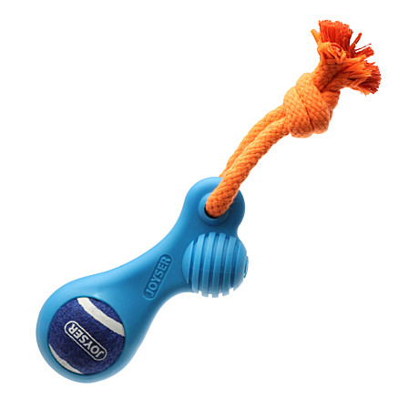 JOYSER Puppy Игрушка для собак Резиновая косточка с теннисным мячом S голубая 13см