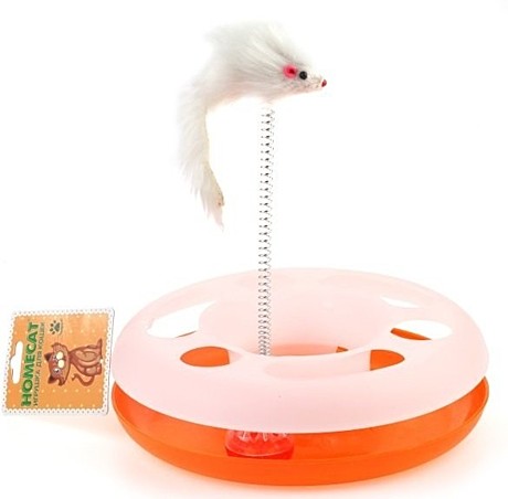 Homecat Игрушка для кошек Трек пластиковый с мячиком и мышкой на пружинке