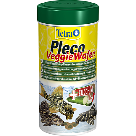 Tetra Pleco Veggie Wafers Корм-пластинки с добавлением цукини для донных рыб 250мл