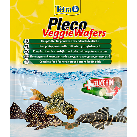 Tetra Pleco Veggie Wafers Корм-пластинки с добавлением цукини для донных рыб 15г