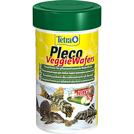 Tetra Pleco Veggie Wafers Корм-пластинки с добавлением цукини для донных рыб 100мл