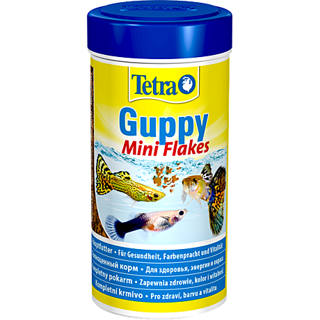 Tetra Guppy Mini Flakes Основной корм в виде мини-хлопьев для гуппи и других живородящих рыб 250мл