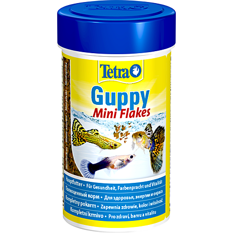 Tetra Guppy Mini Flakes Основной корм в виде мини-хлопьев для гуппи и других живородящих рыб 100мл