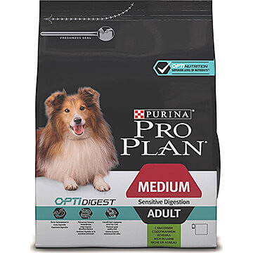 Pro Plan Medium Adult Корм для взрослых собак средних пород с чувств. пищеварением, с ягненком 3кг