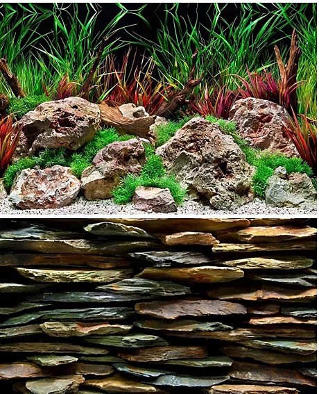Barbus Фон двусторонний Каменная стена/Дикая вода 30см 1м