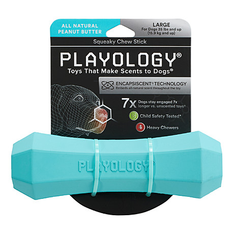 Playology Жевательная палочка для собак средних/крупных пород с ароматом арахиса, большая, голубая