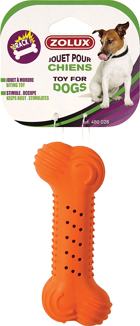 ZOLUX Игрушка для собак Косточка хрустящая, резина 14см