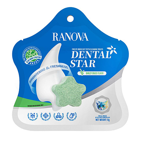 Ranova Лакомство для кошек сублимированное Звёздочка для зубов с курицей и ячменем 6г