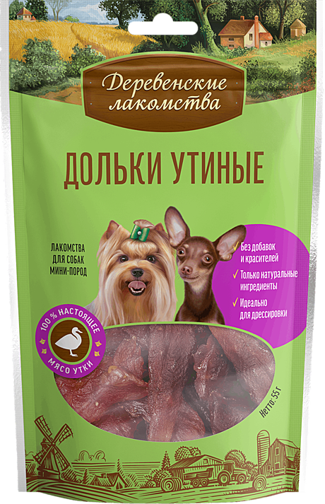 Деревенские лакомства для собак мини-пород Дольки утиные 55г