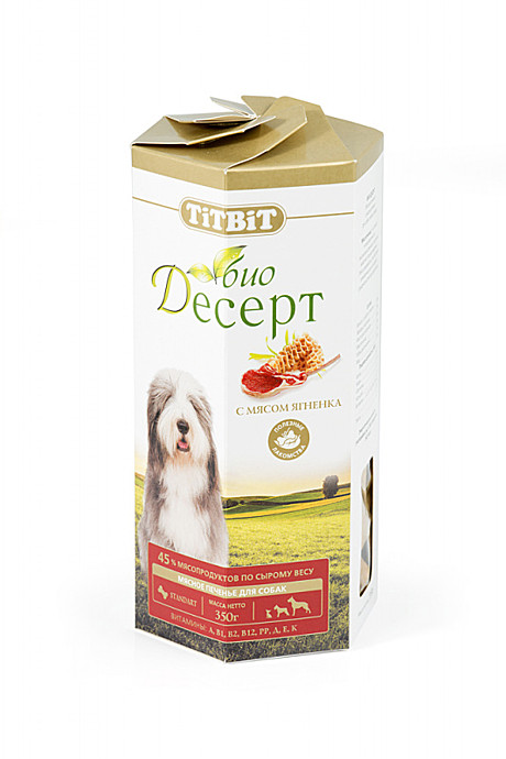 ТитБит Лакомство для собак Печенье Био-Десерт с мясом ягненка 350г