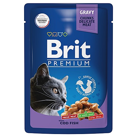 Brit Premium Cod fish Пауч для взрослых кошек, с треской 85г