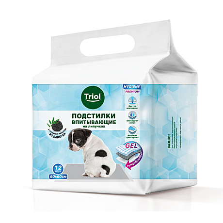 Triol HYGIENE Подстилки впитывающие с угольным фильтром на липучках 600*600мм 12шт