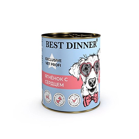 Best Dinner Exclusive Gastrointestinal Консервы для собак и щенков, Ягненок с сердцем 340г