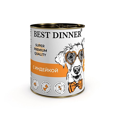 Best Dinner Super Premium Консервы для собак, с Индейкой 340г