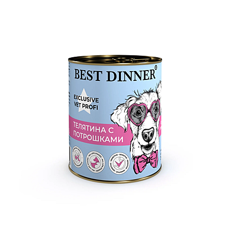 Best Dinner Exclusive Gastrointestinal Консервы для собак и щенков, Телятина с потрошками 340г