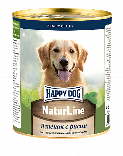 Happy Dog консервы для собак, Ягненок с рисом 970г