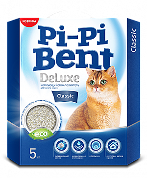 Pi-Pi-Bent DeLuxe Classic Наполнитель для кошачьего туалета комкующийся 5кг