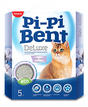 Pi-Pi-Bent DeLuxe Clean Cotton Наполнитель для кошачьего туалета комкующийся 5кг