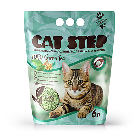 Cat Step Tofu Green Tea комкующийся растительный наполнитель 6л