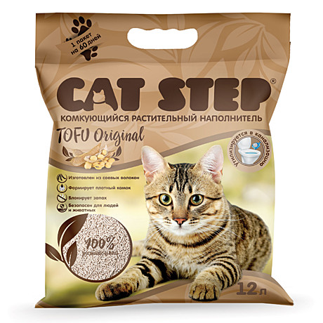 Cat Step Tofu Original комкующийся растительный наполнитель 12л