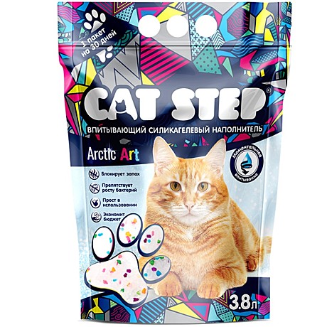Cat Step Arctic Art Впитывающий силикагелевый наполнитель 3,8л
