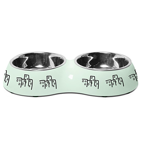 Triol Миска металлическая двойная на пластиковой подставке 