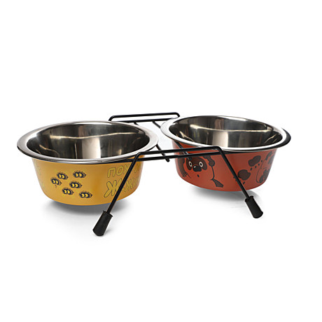 Triol СОЮЗМУЛЬТФИЛЬМ Миска для животных металлическая двойная на подставке 