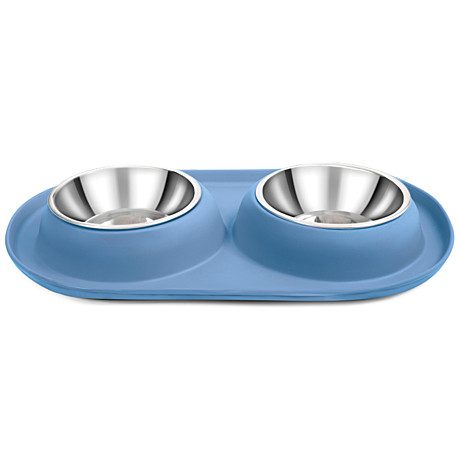 Triol Миска металлическая двойная на подставке из термопластичной резины 