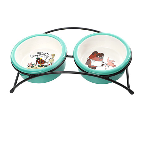 Triol СОЮЗМУЛЬТФИЛЬМ Миска для животных керамическая двойная на подставке 