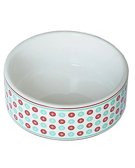 №1 Миска керамическая белая,салатовые и красные цветы