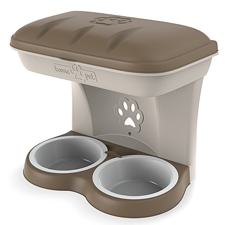 BAMA PET миска для собак настенная двойная 1600мл 48х27х42h см, бежевая